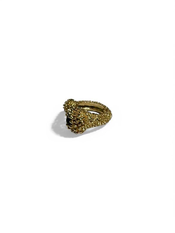 Anillo abierto Dorado de agata - Imagen 2