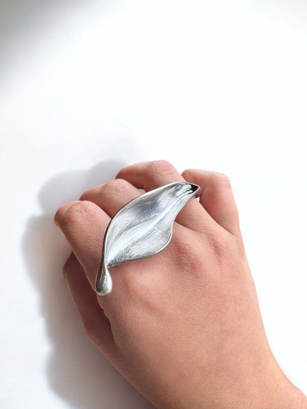Anillo Hoja Plateado - Imagen 4