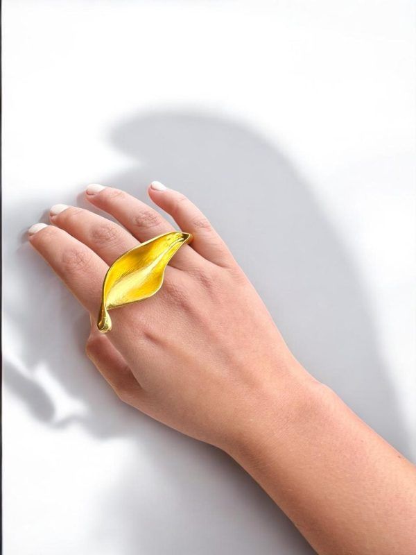 Anillo Hoja Dorado - Imagen 4