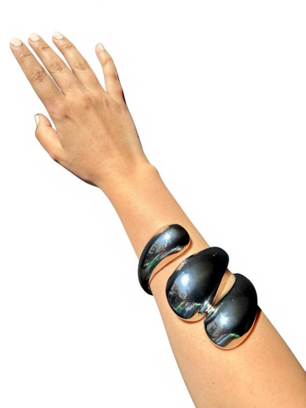 Pulsera Curvas Big Plateada - Imagen 2