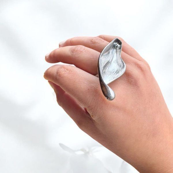 Anillo Hoja Plateado - Imagen 3