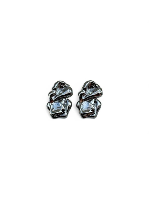 Aretes Irregulares Plateados - Imagen 2