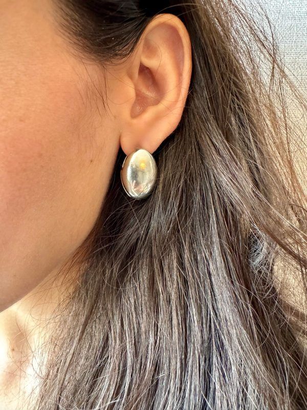 Aretes clip Ovalo Plateado - Imagen 4