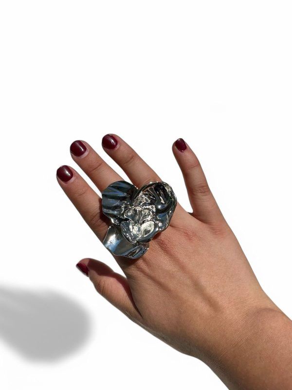 Anillo Flor Plateado - Imagen 3