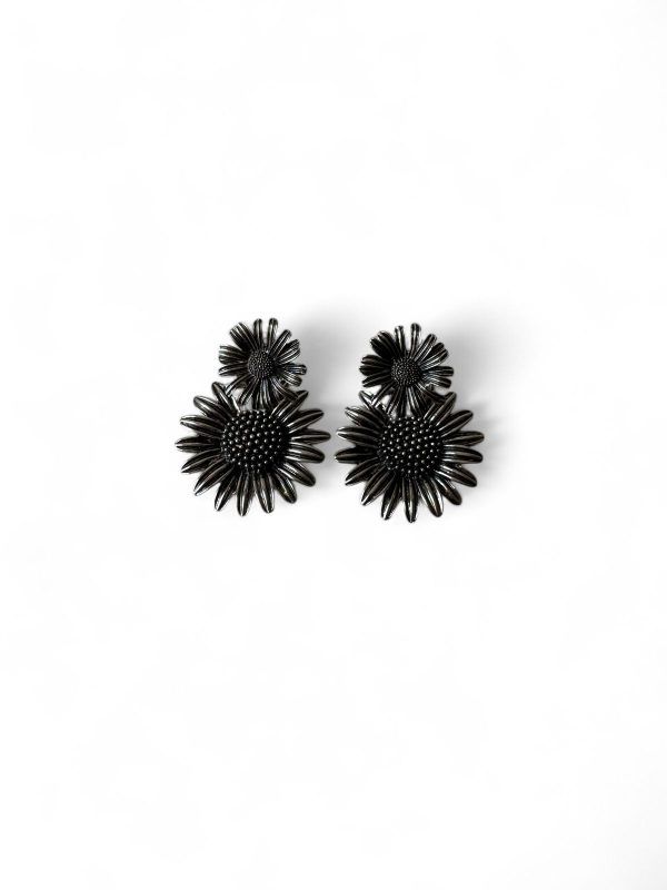 Aretes Girasol Plateado - Imagen 2
