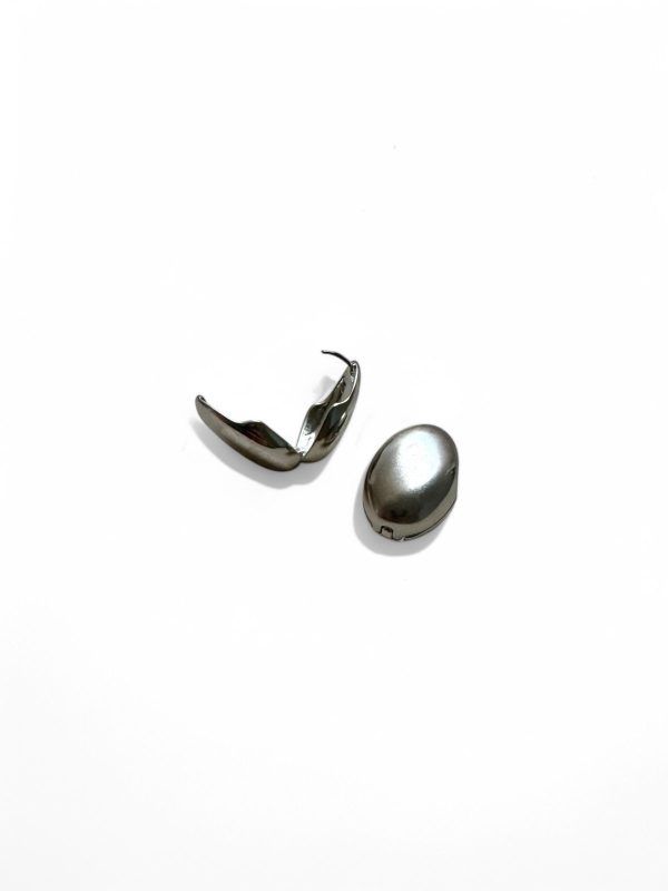 Aretes clip Ovalo Plateado - Imagen 3