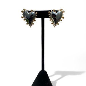 Aretes Corazón  Plateados Con Bolitas